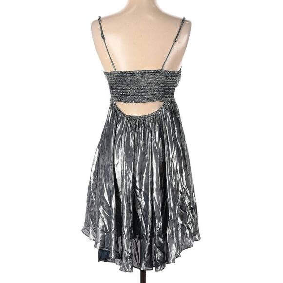 Free People Just Dance Babydoll Silver Metallic Dress - Picture 3 of 7